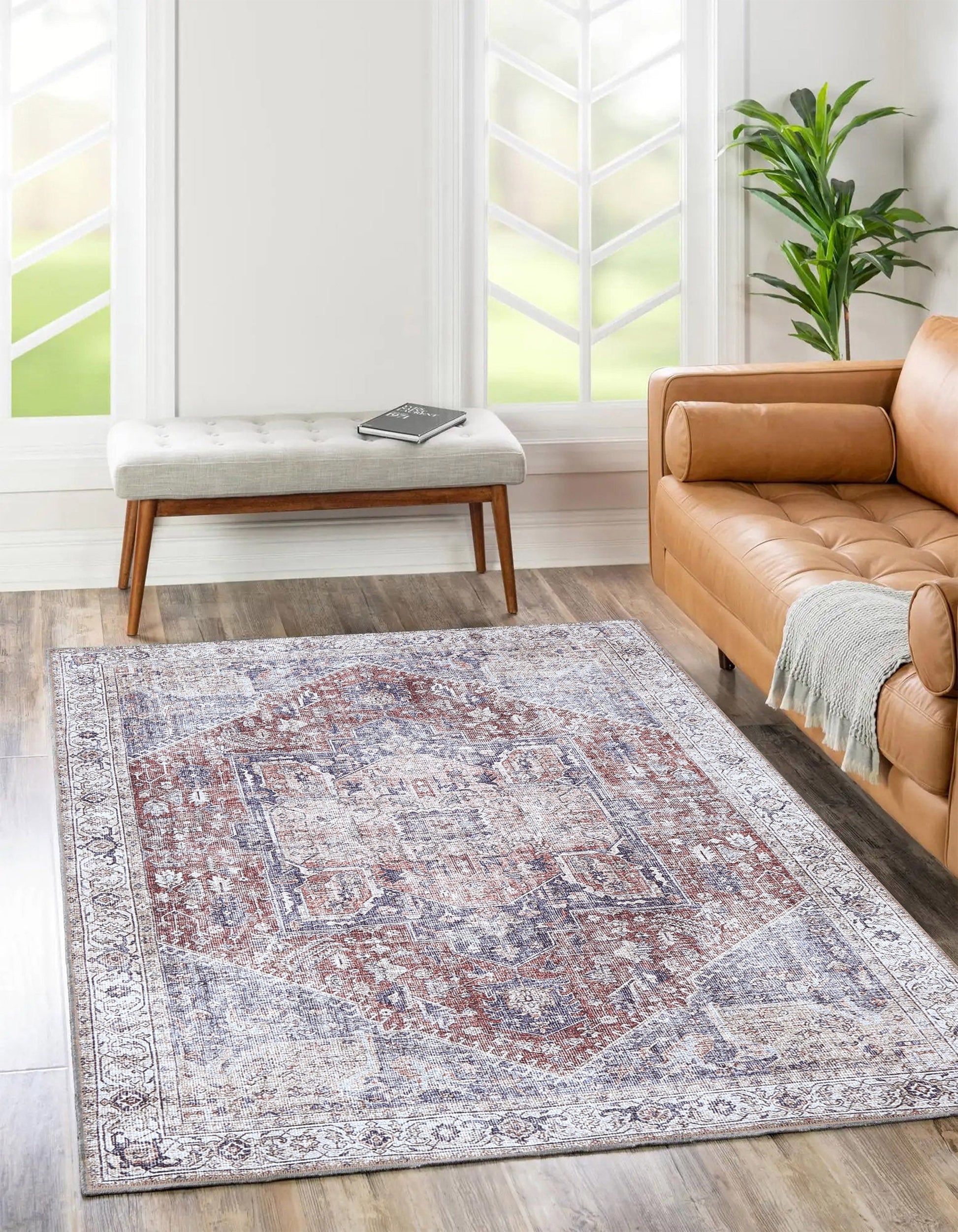 Luna Machine Washable in Red Rug-1
