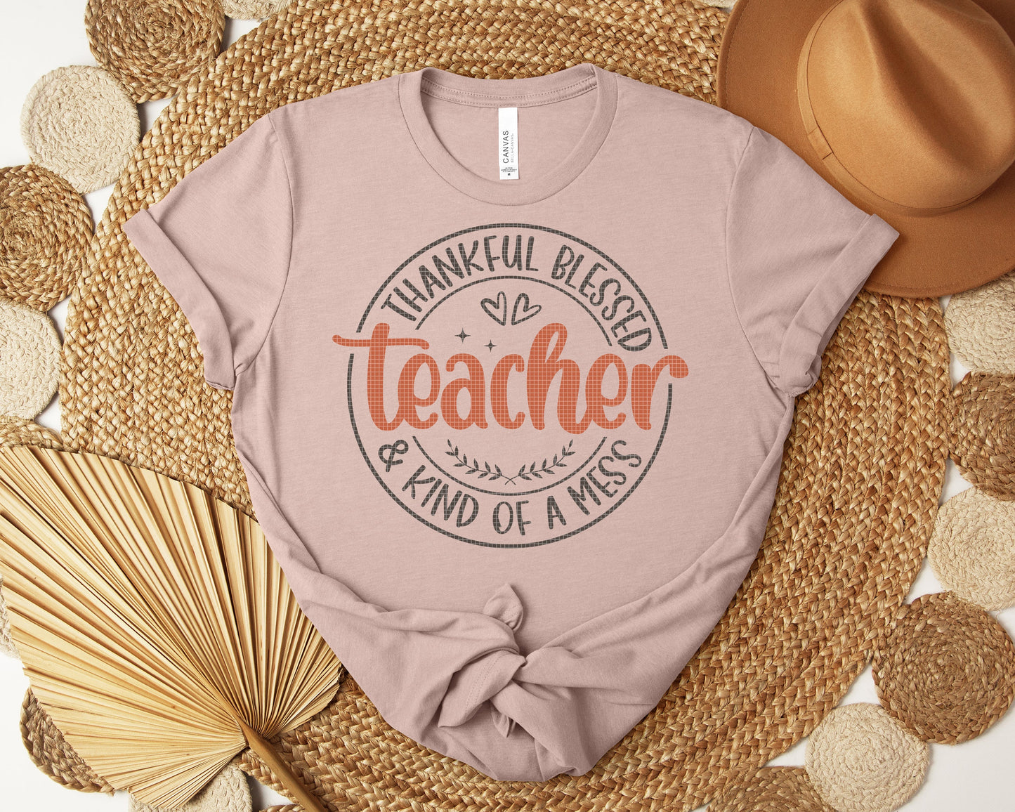 Thankful Blessed & Kind of a Mess Teacher Graphic Tee