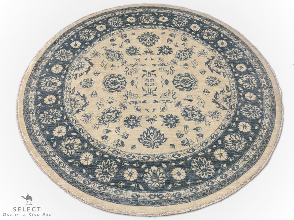 Afghan-Made Floral (8' Round)-1