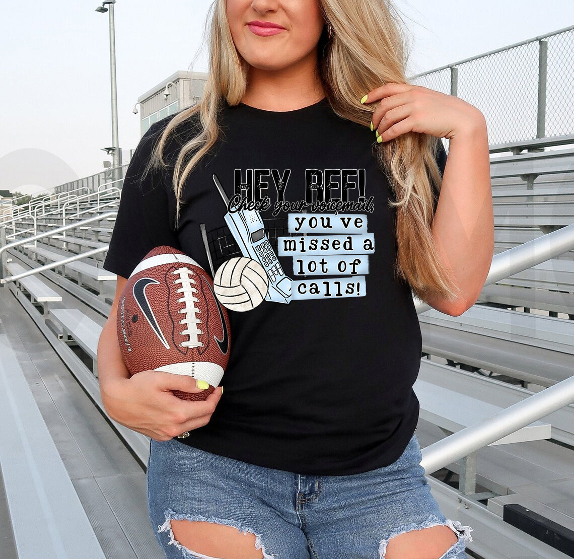 Hey Ref Check Your Voicemail Volleyball Graphic Tee