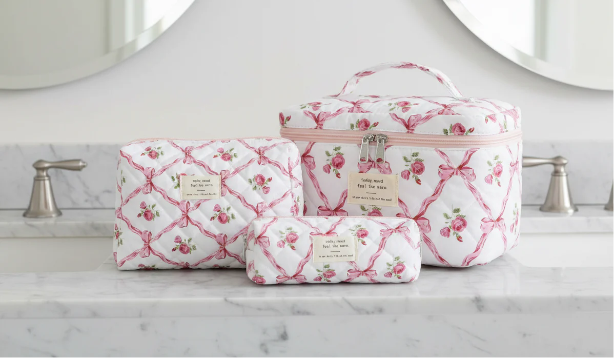 3PCS Quilted Cotton Make Up Bag