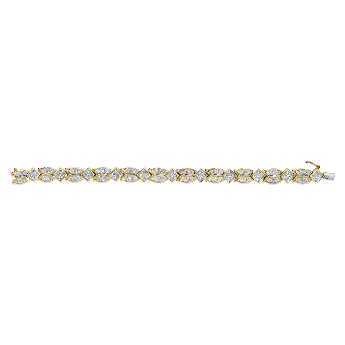 14K Yellow Gold 8 1/5 Cttw Baguette and Princess-Cut Diamond Geometric Twist Link Bracelet (G-H Color, VS1-VS2 Clarity) - Size 7"-3