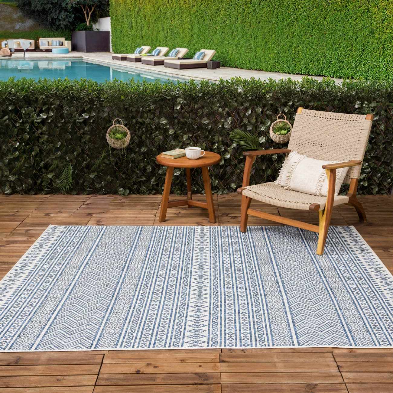Madras Light Blue Green All Over Performance Area Rug-2