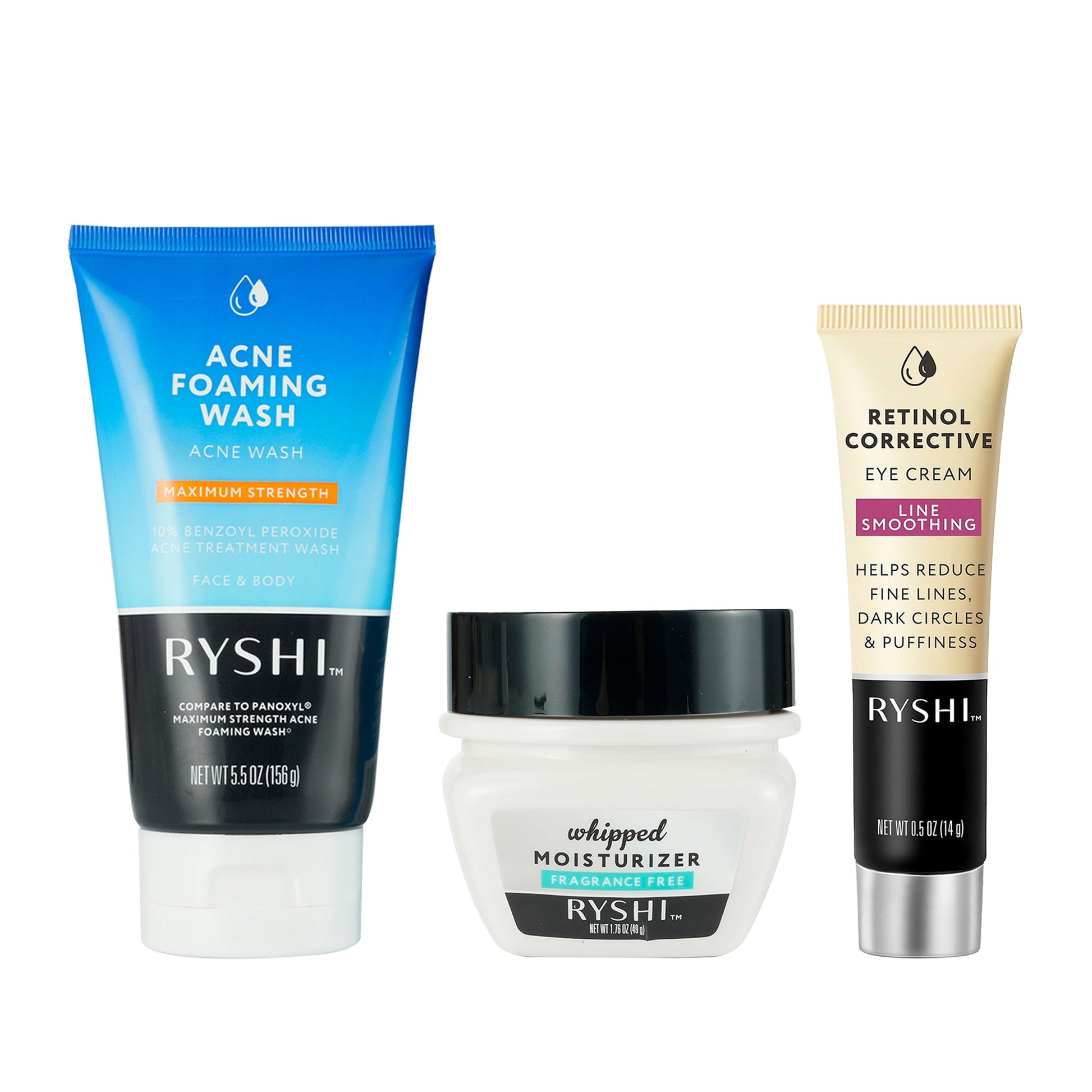 Clear & Renew Skincare Trio: Acne Foaming Wash, Whipped Moisturizer & Retinol Corrective Eye Cream-0