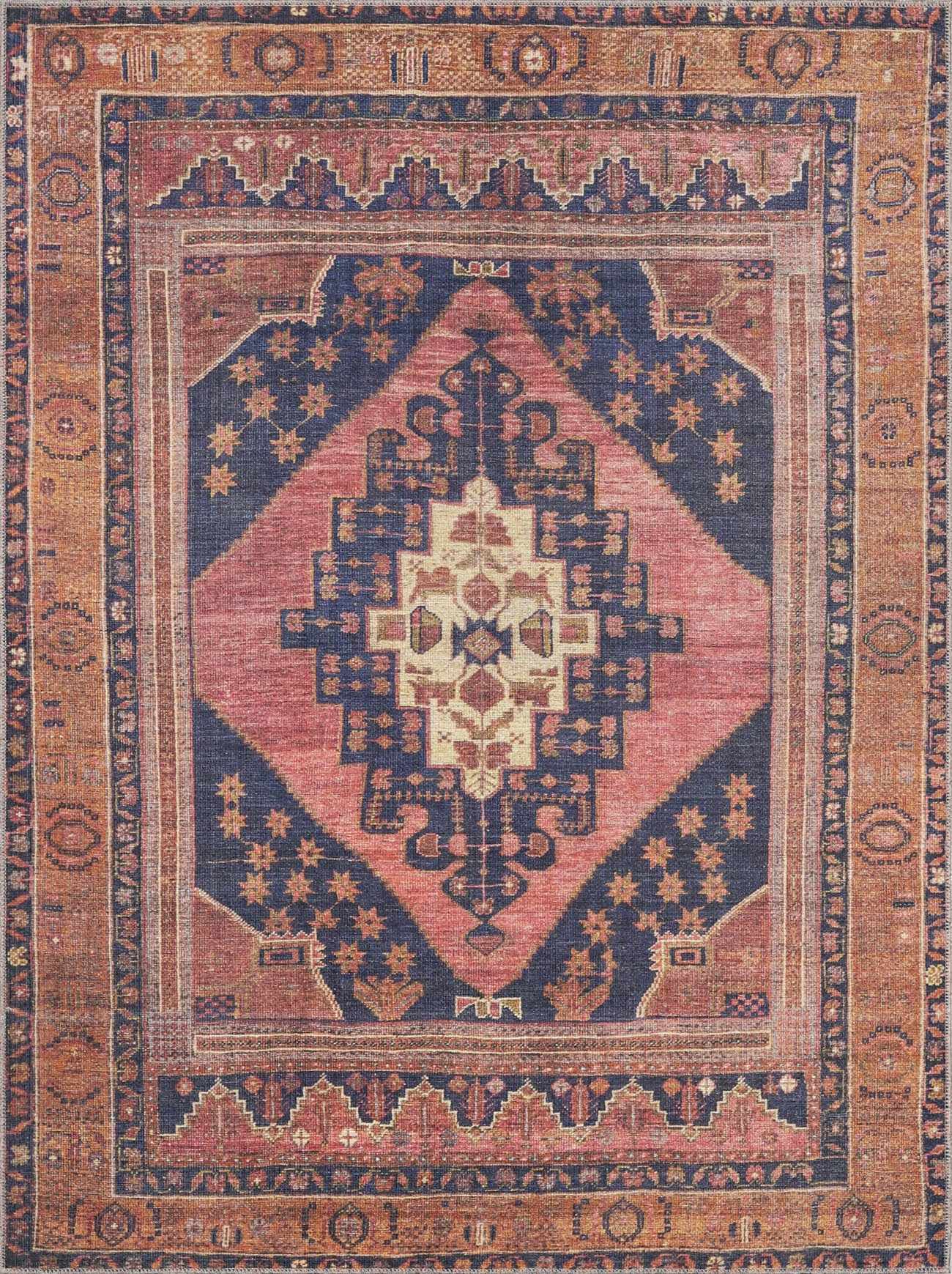 Malamote Vintage Flat Pile Washable Rug-0