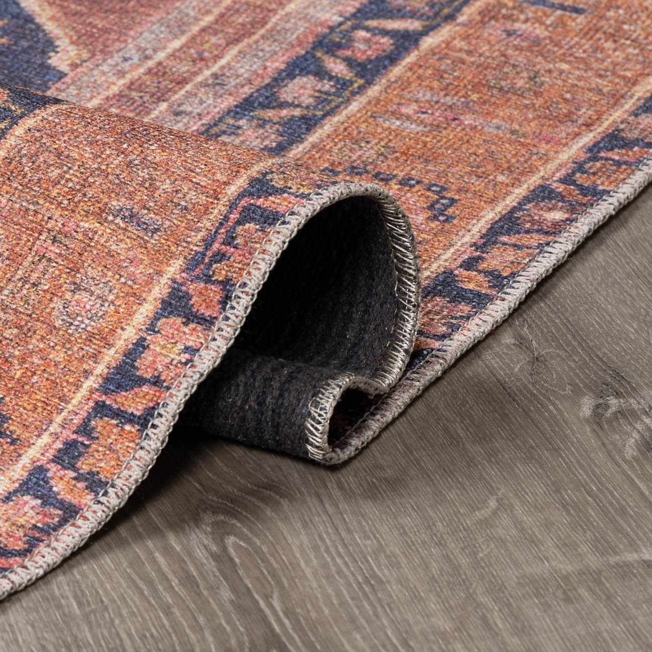 Malamote Vintage Flat Pile Washable Rug-4