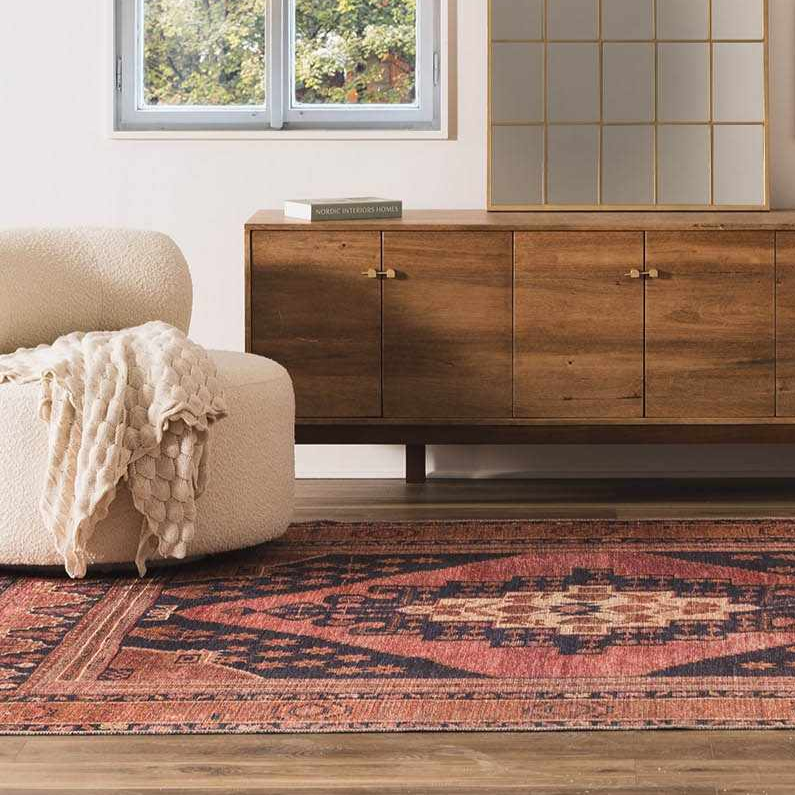 Malamote Vintage Flat Pile Washable Rug-2