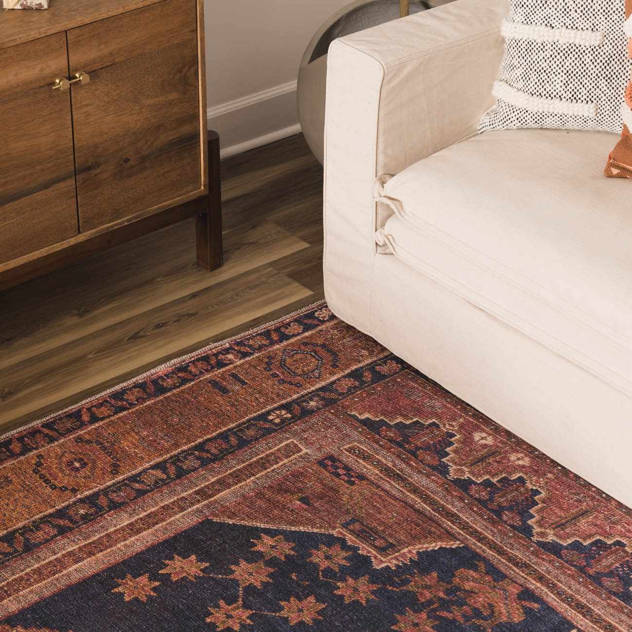 Malamote Vintage Flat Pile Washable Rug-1
