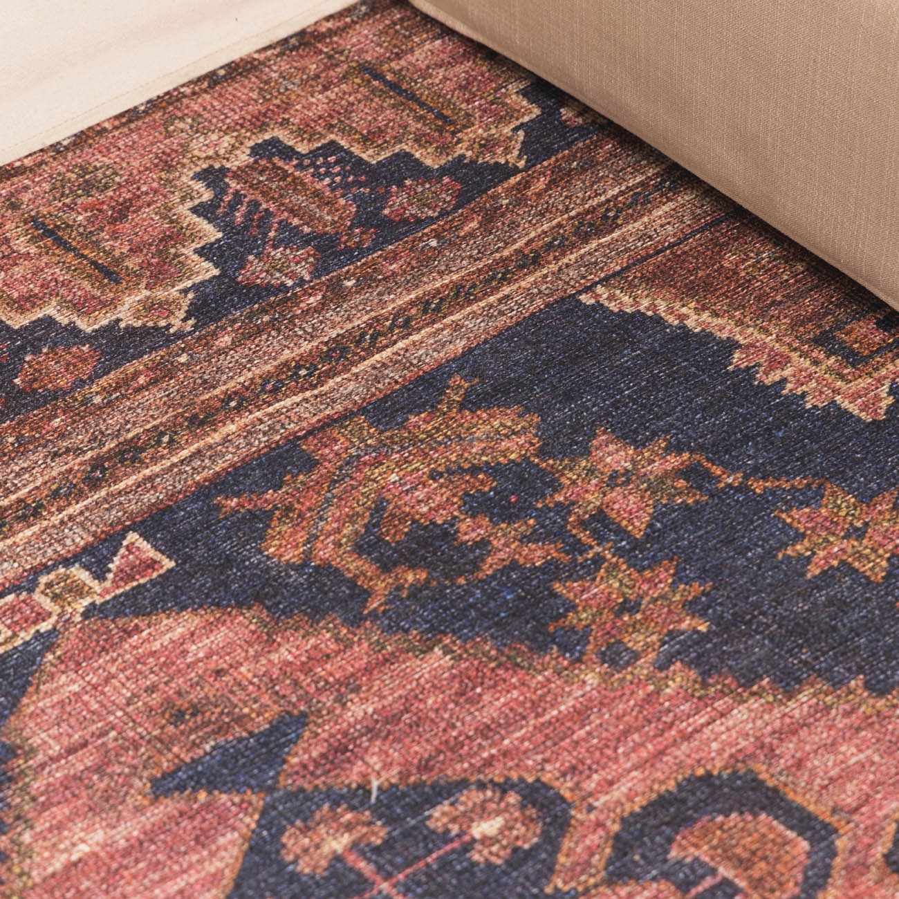 Malamote Vintage Flat Pile Washable Rug-3