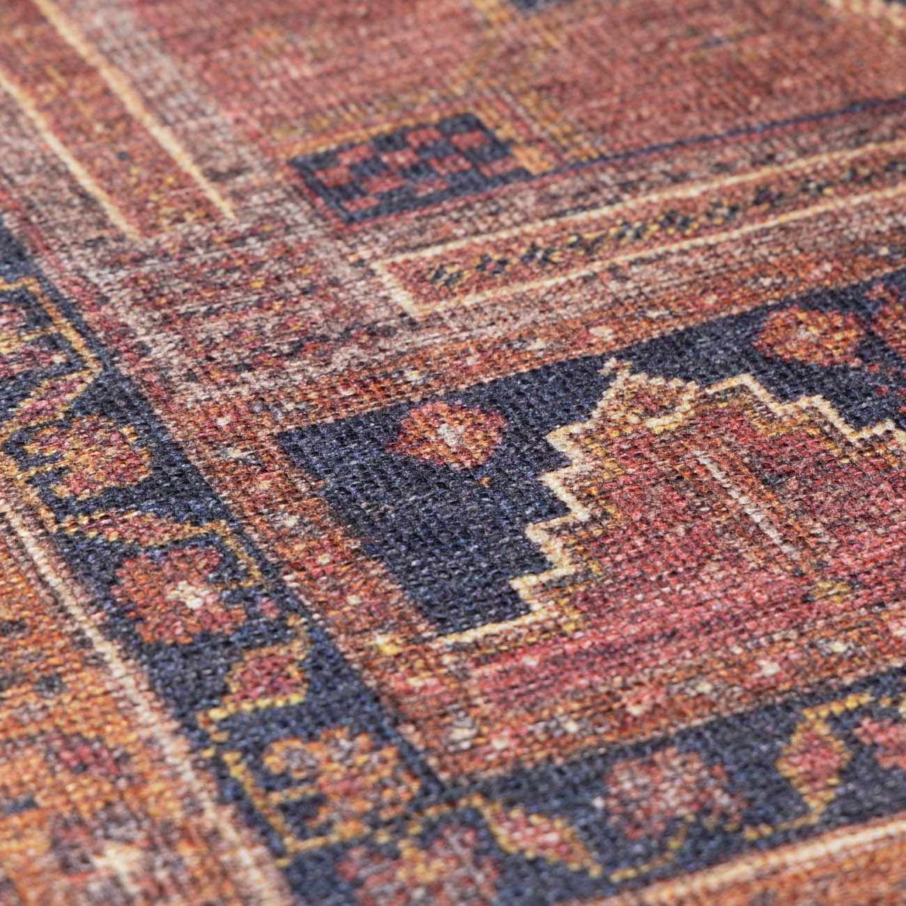 Malamote Vintage Flat Pile Washable Rug-5