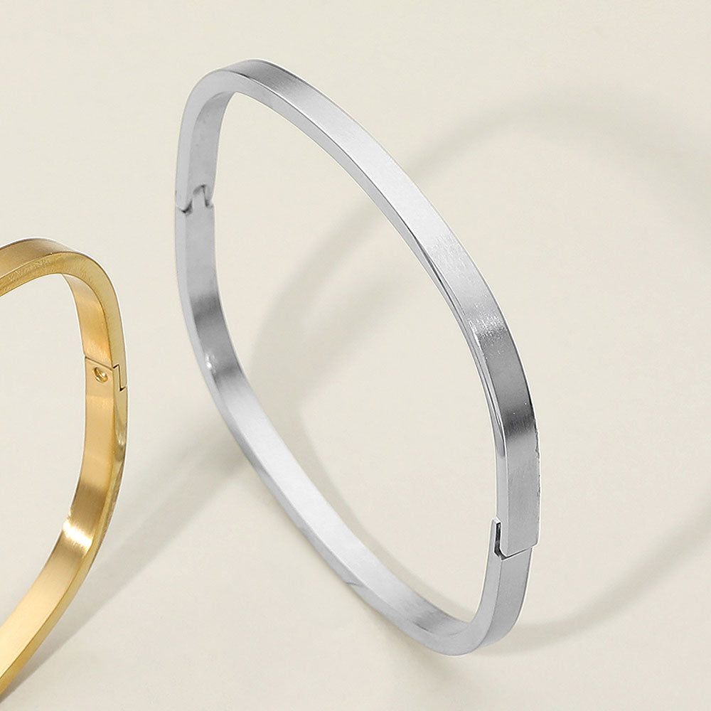 SECRET BOX_Stainless Steel Square Hinge Bangle Bracelet