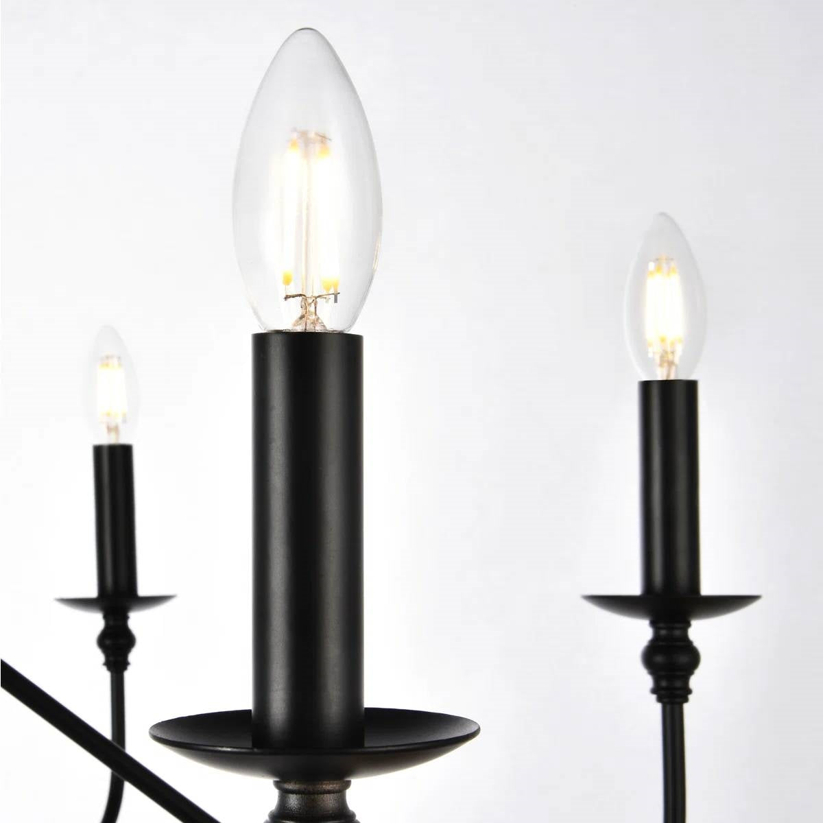 30-inch Contemporary Classic Dimmable 6-Light Chandelier in Matte Black-3