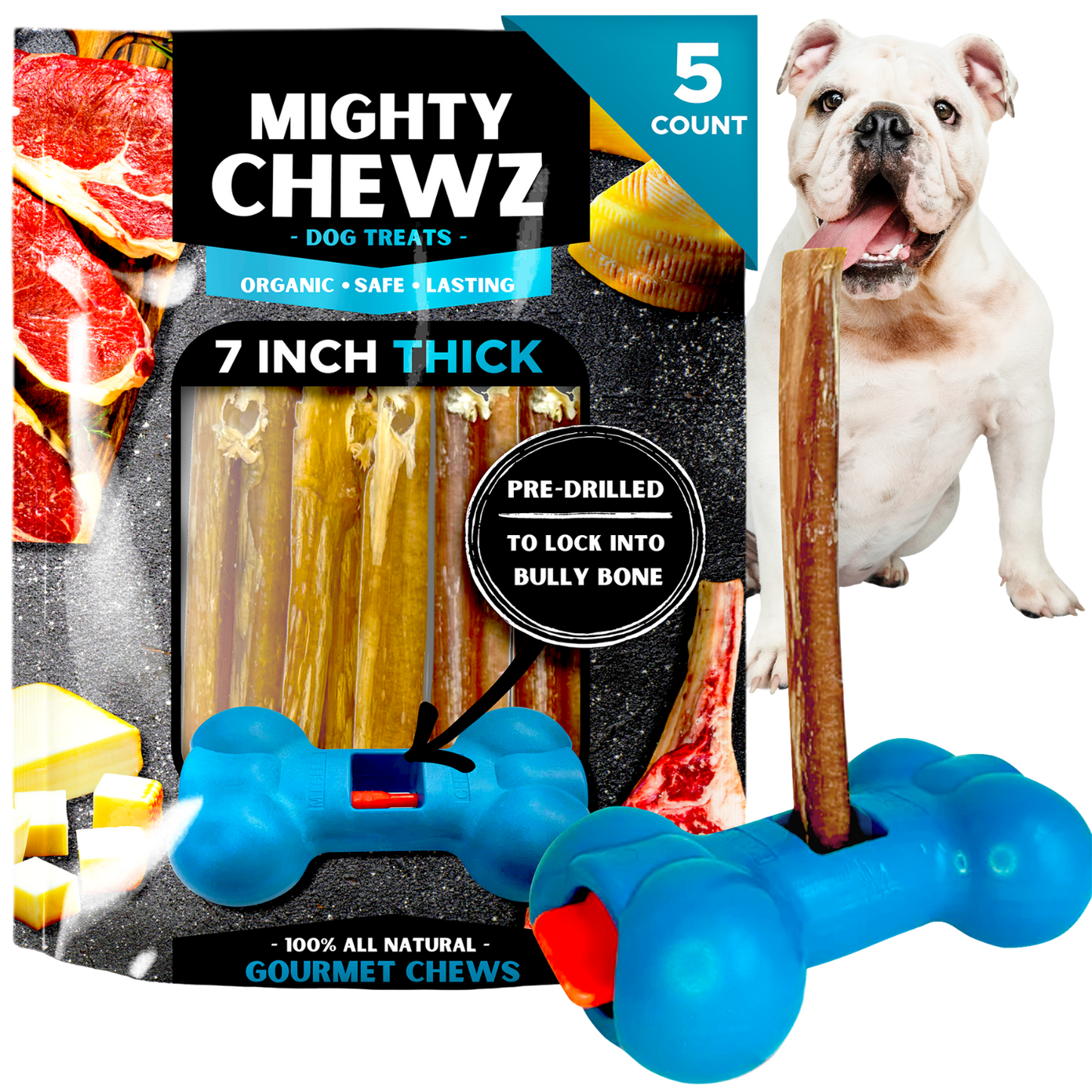 7" Thick Bully Sticks - Bully Bone Included-0