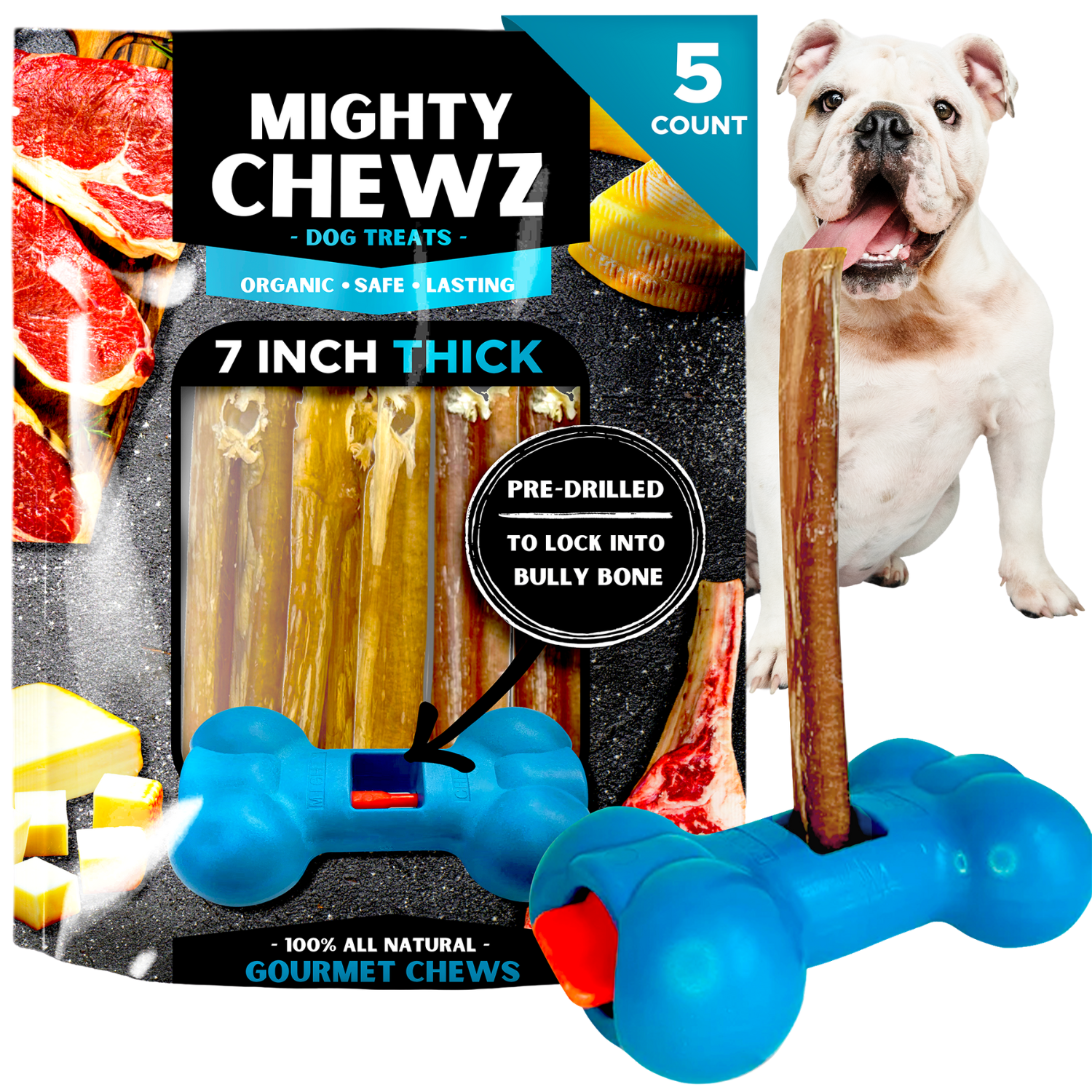 7" Thick Bully Sticks - Bully Bone Included-0