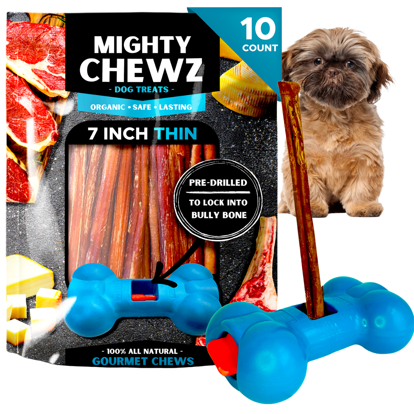7" Thin Bully Sticks - Bully Bone Included-0