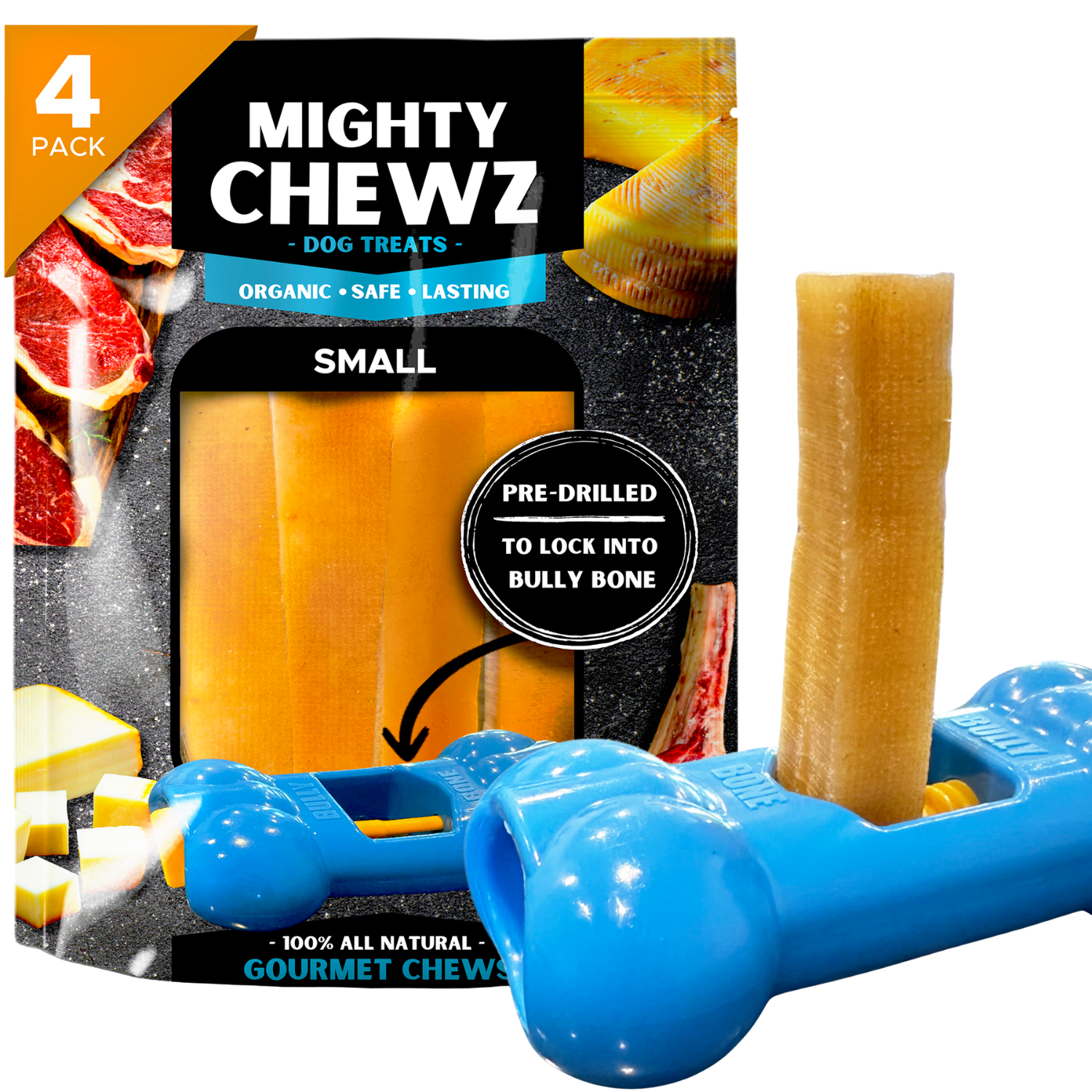 4 Pack Small Yak Cheese - Bully Bone Pro Included-0