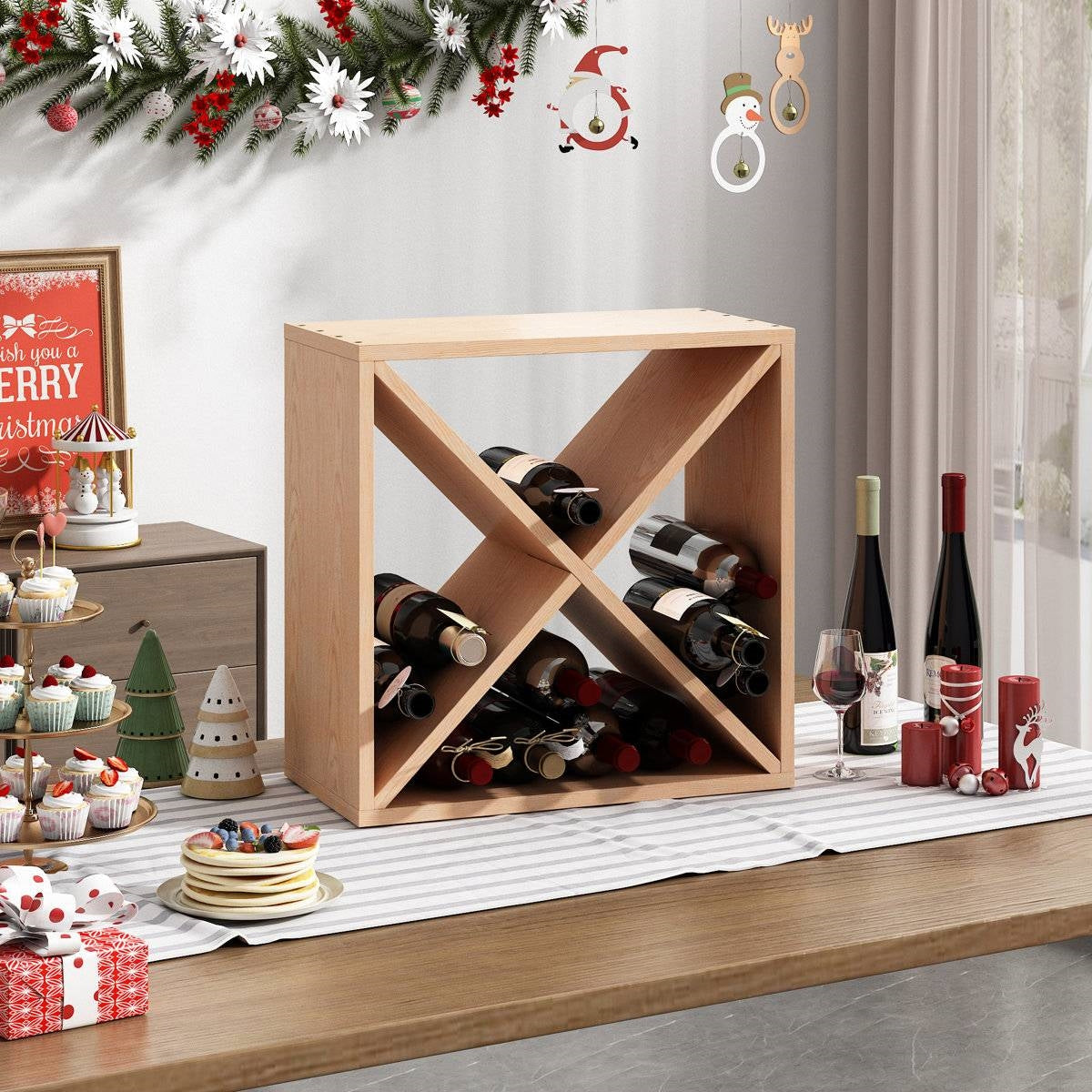 24 Bottle Solid Wood Stackable Modular Wine Rack-3