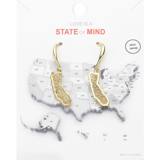 Gold Dipped California State Earrings