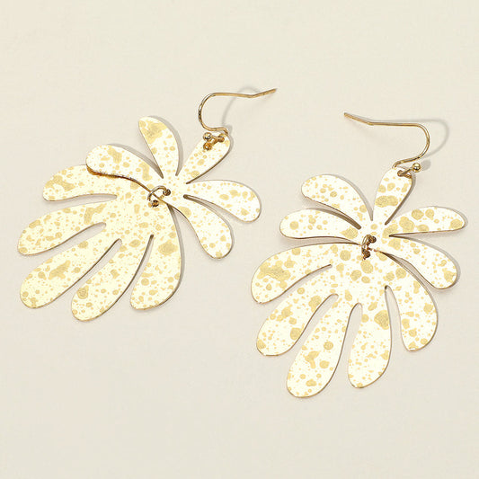 Splash Metal Leaf Link Dangle Earrings