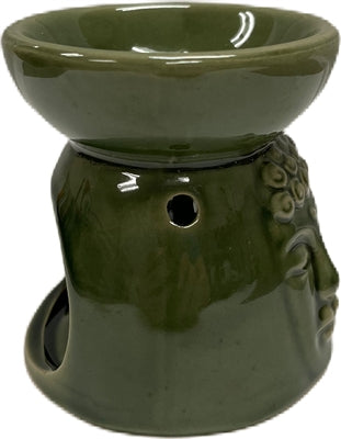 Ceramic Tea Light Oil Burner - Buddha Face Relief - Random Color