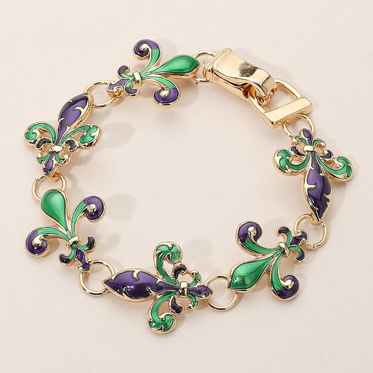 Enamel Fleur de Lis Link Magnetic Bracelet