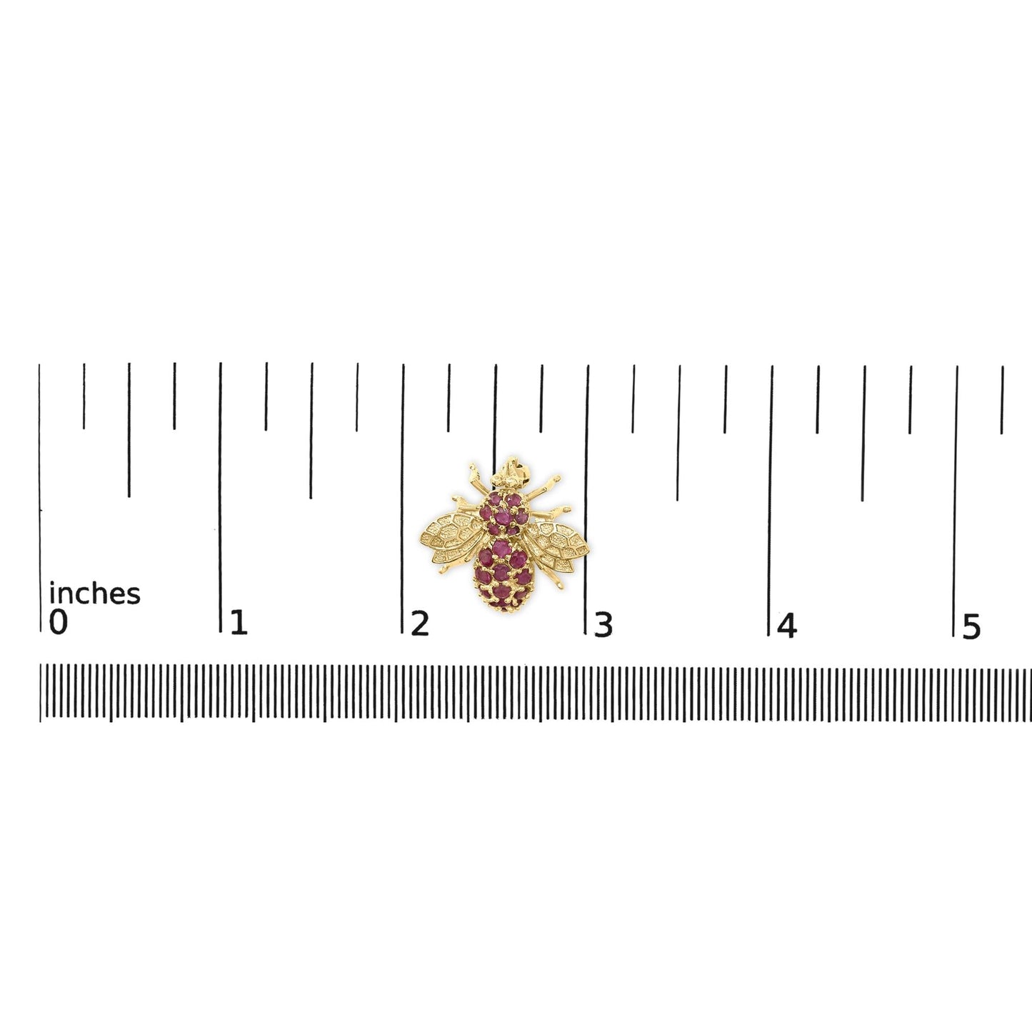 14K Yellow Gold Red Ruby Bee Brooch Pin-4