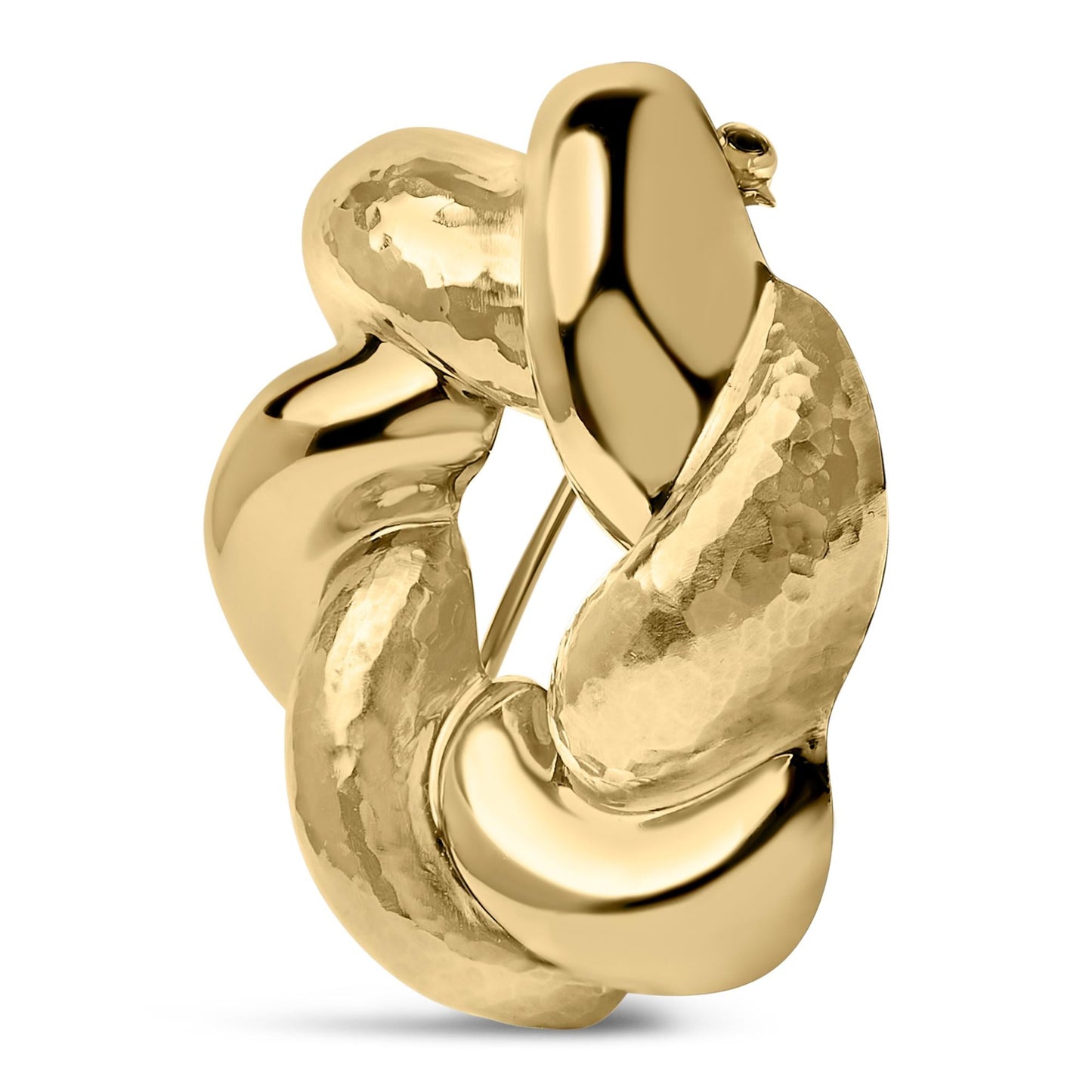 18K Yellow Gold Sculpted Knot Brooch-1