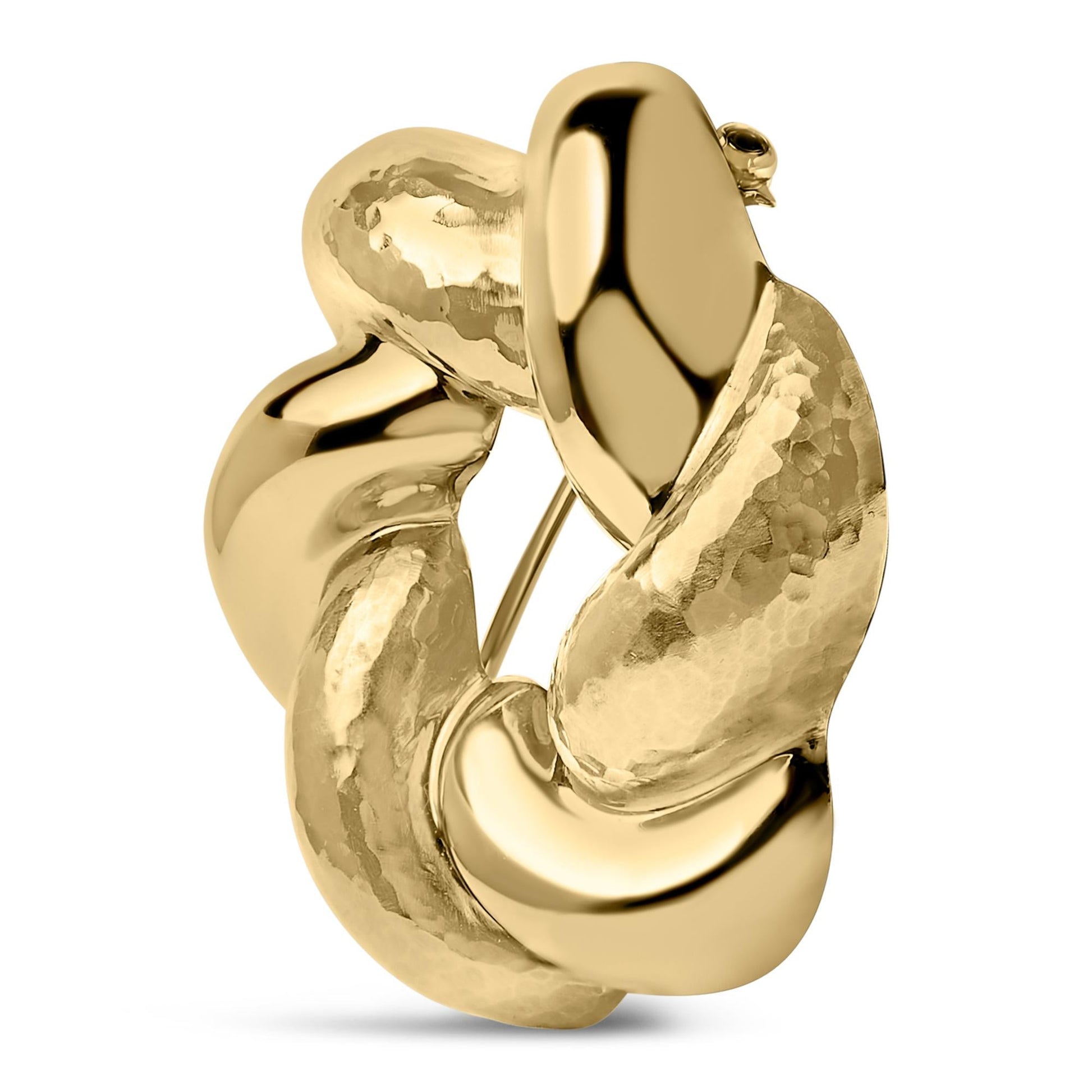 18K Yellow Gold Sculpted Knot Brooch-1