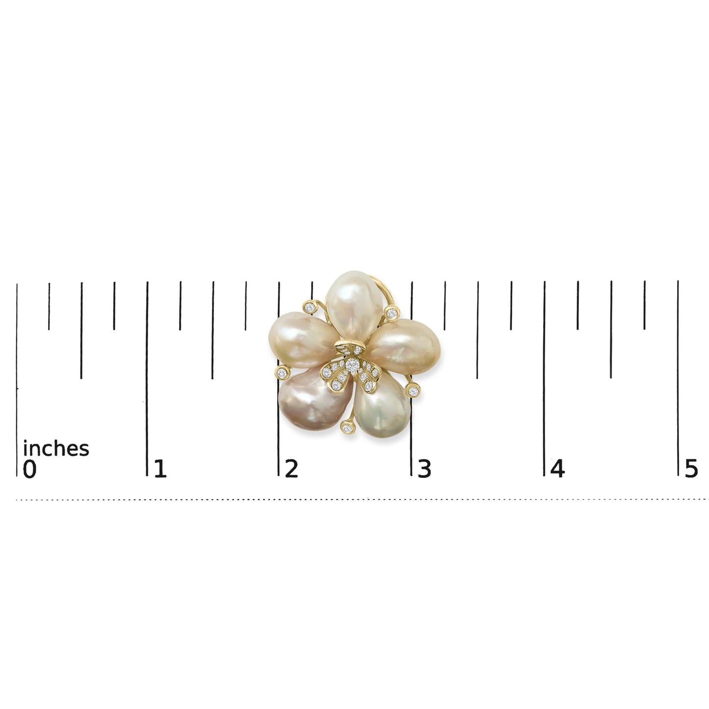 18K Rose Gold 3/8 Cttw Diamond and Freshwater Pearl Blossom Stud Earrings-4