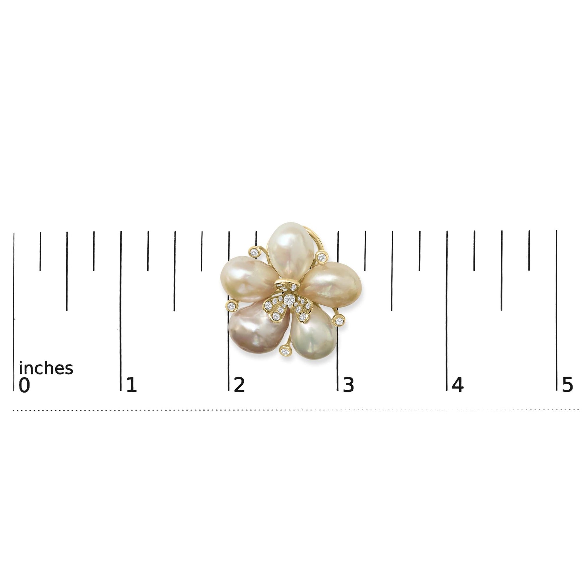 18K Rose Gold 3/8 Cttw Diamond and Freshwater Pearl Blossom Stud Earrings-4