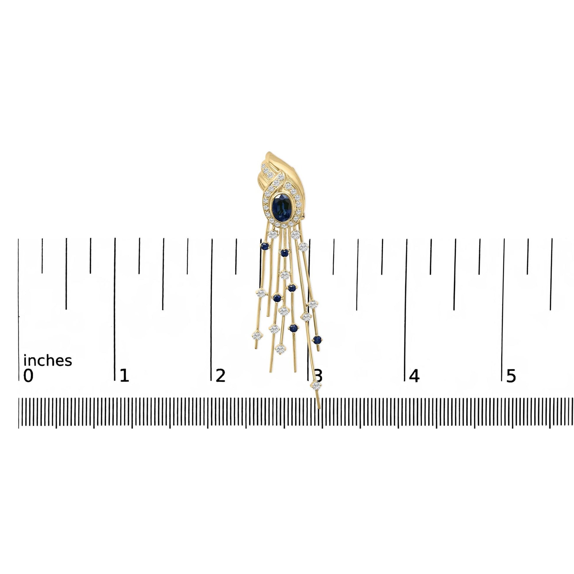 14K Yellow Gold 1.0 Cttw Diamond and Blue Sapphire Chandelier Earrings-4
