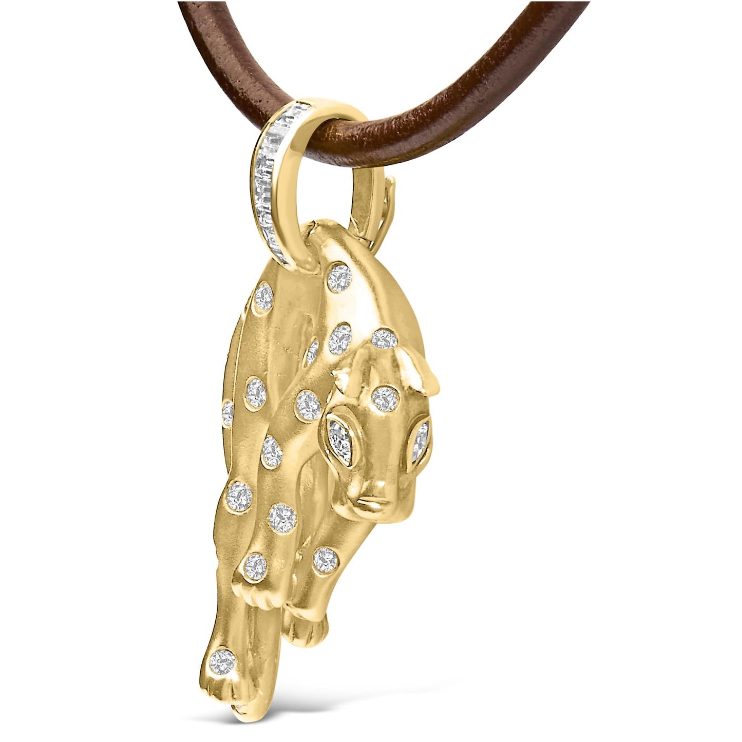 18K 1.00 Cttw Diamond Cat and Bail Pendant Necklace Collar with Matte Finish (F-G Color, VS2-SI1 Clarity)-3