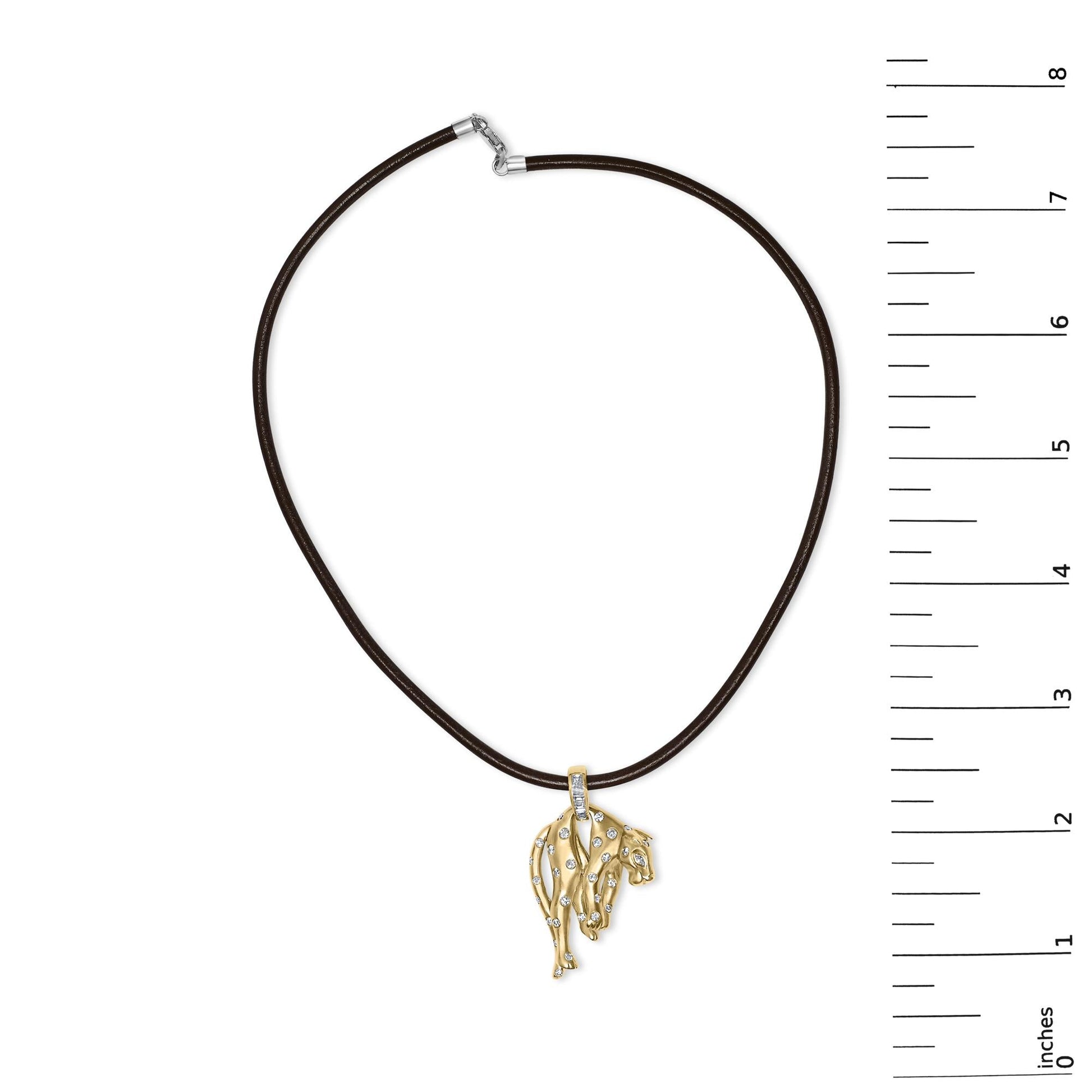 18K 1.00 Cttw Diamond Cat and Bail Pendant Necklace Collar with Matte Finish (F-G Color, VS2-SI1 Clarity)-4