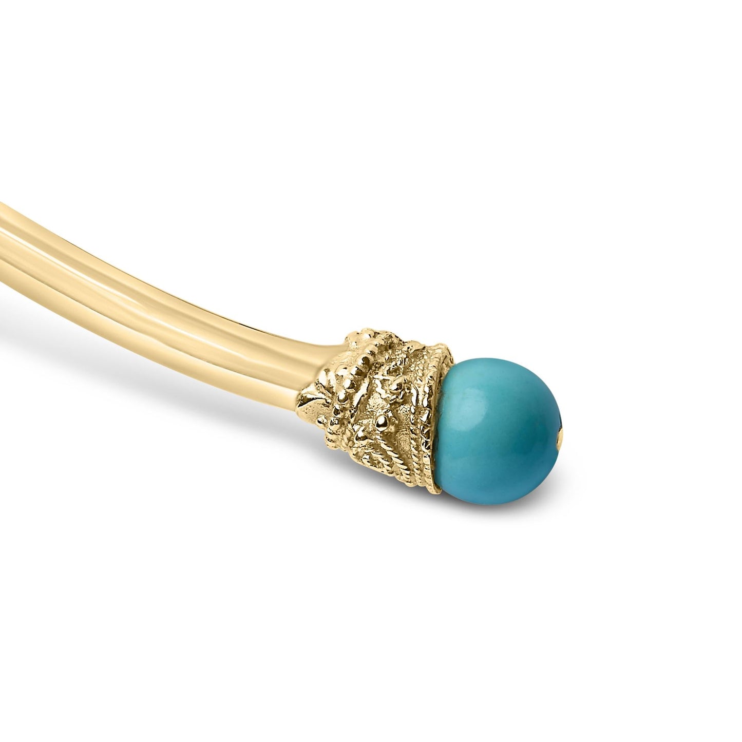 18K Yellow Gold Sculpted Collar Necklace with Turquoise Cabochon Ends-3