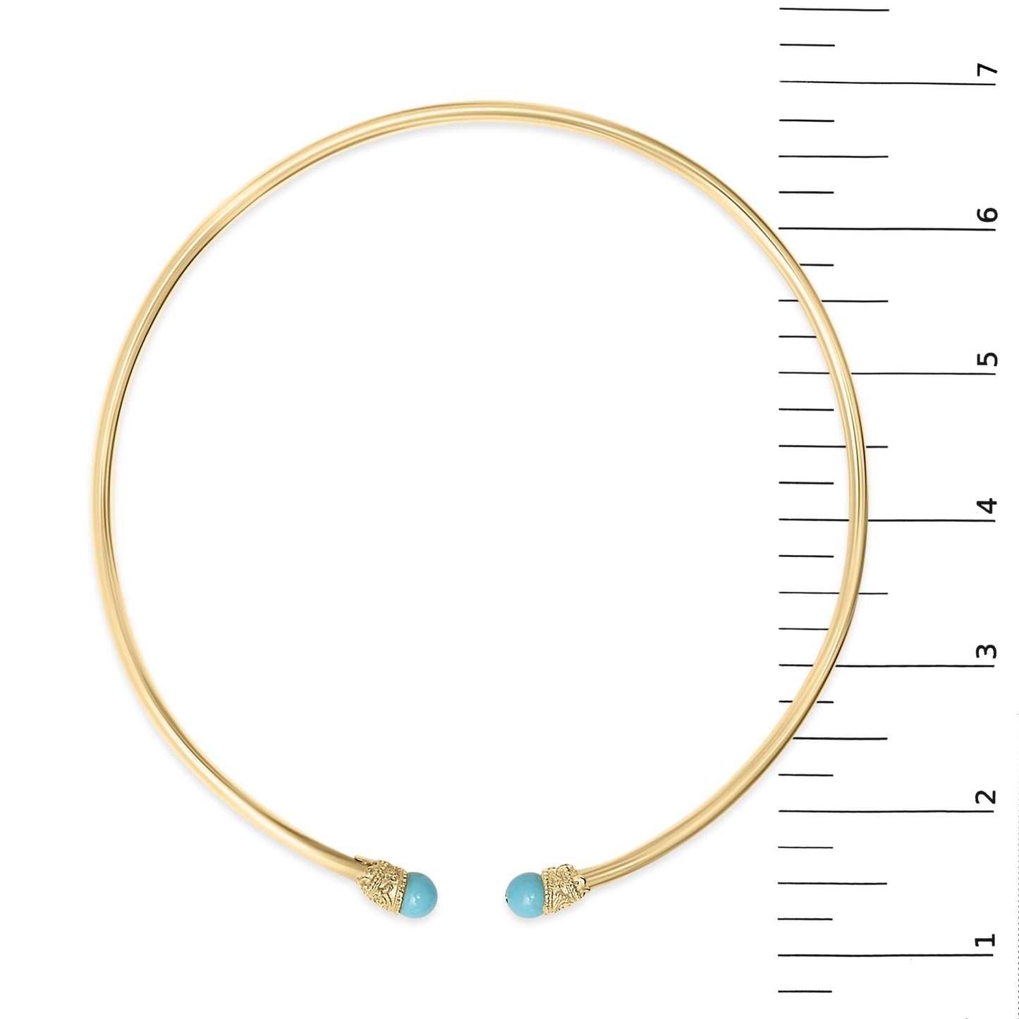 18K Yellow Gold Sculpted Collar Necklace with Turquoise Cabochon Ends-4