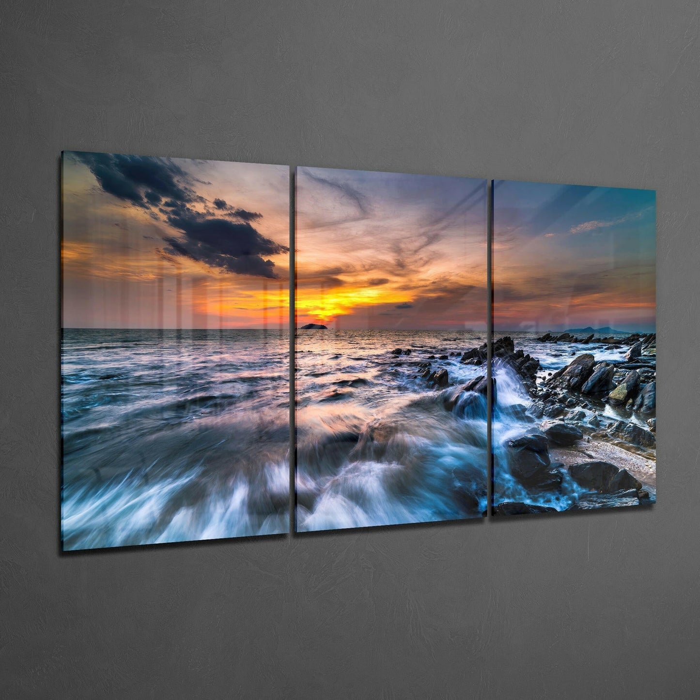 Sunset On The Beach Glass Art