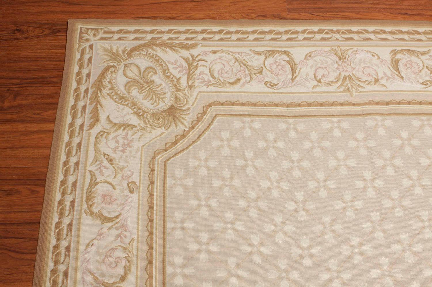 Hand Woven Aubusson 100% Wool Traditional Oriental Area Rug Beige 5'11" x 8'7"-4
