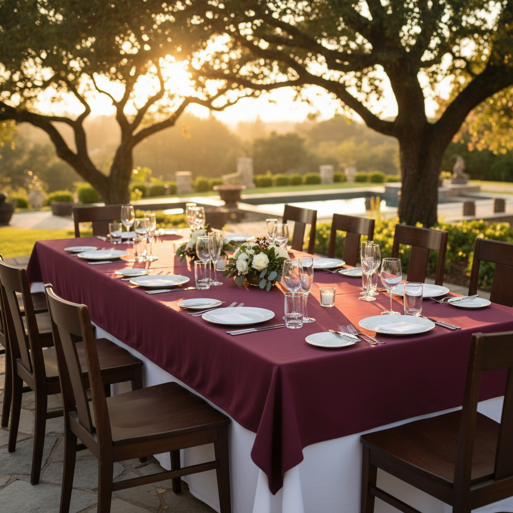 MJS 100% Spun Polyester 2 PLY Banquet & Square Table Linens-4