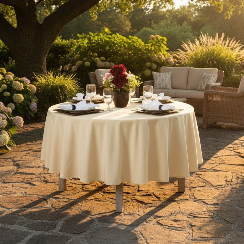 MJS 100% Spun Polyester 2 PLY Round Table Linens-7