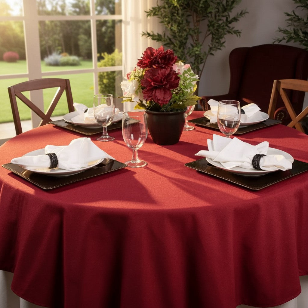 MJS 100% Spun Polyester 2 PLY Round Table Linens-9