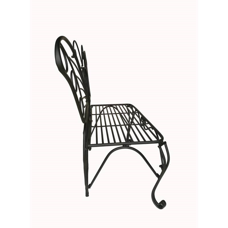Modern Outdoor Butterfly Garden Bench in Black Metal Finish-2