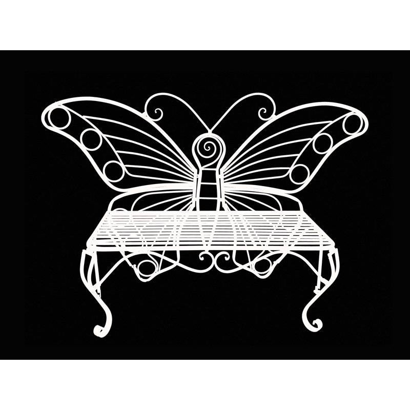Modern Outdoor Butterfly Garden Bench in White Metal Finish-0