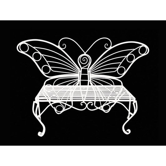 Modern Outdoor Butterfly Garden Bench in White Metal Finish-0