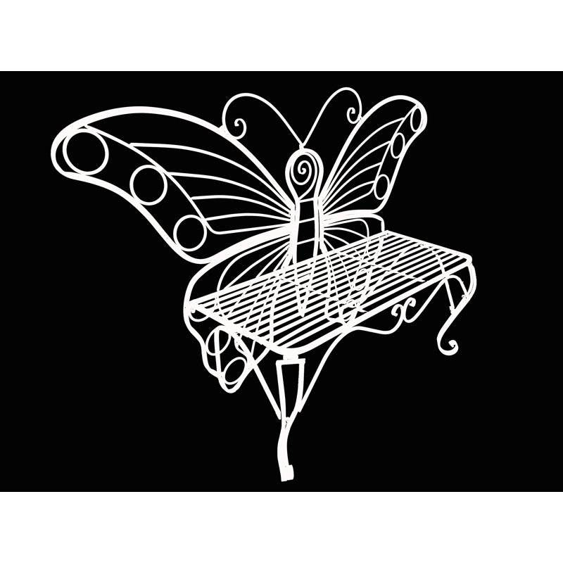 Modern Outdoor Butterfly Garden Bench in White Metal Finish-1
