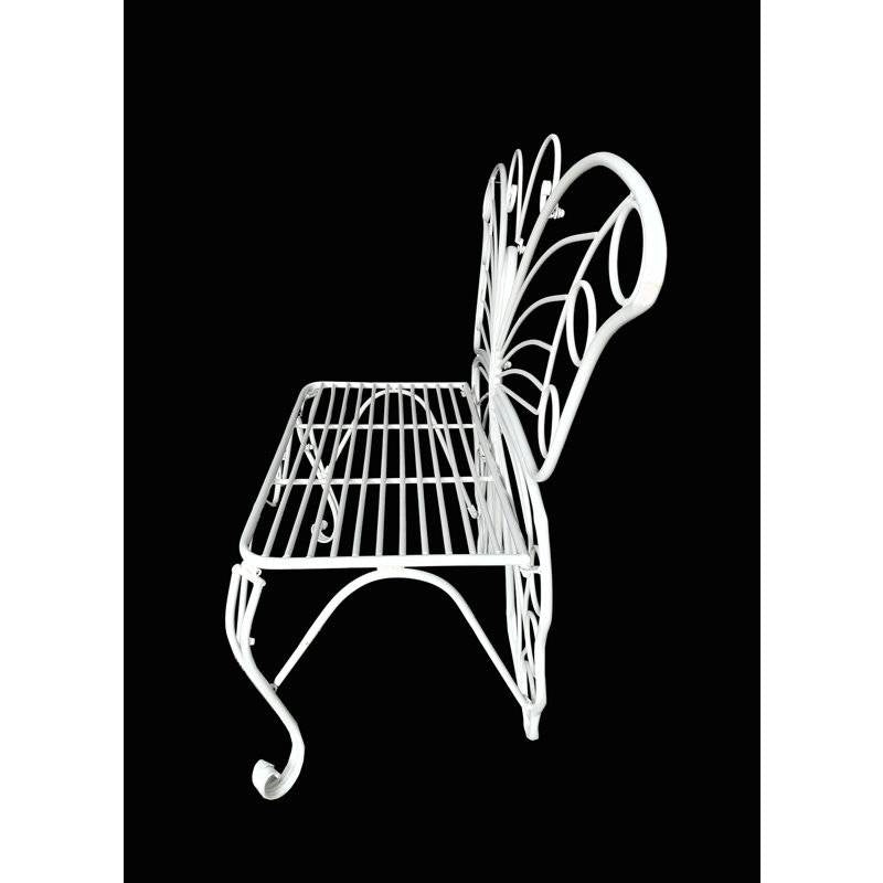 Modern Outdoor Butterfly Garden Bench in White Metal Finish-2