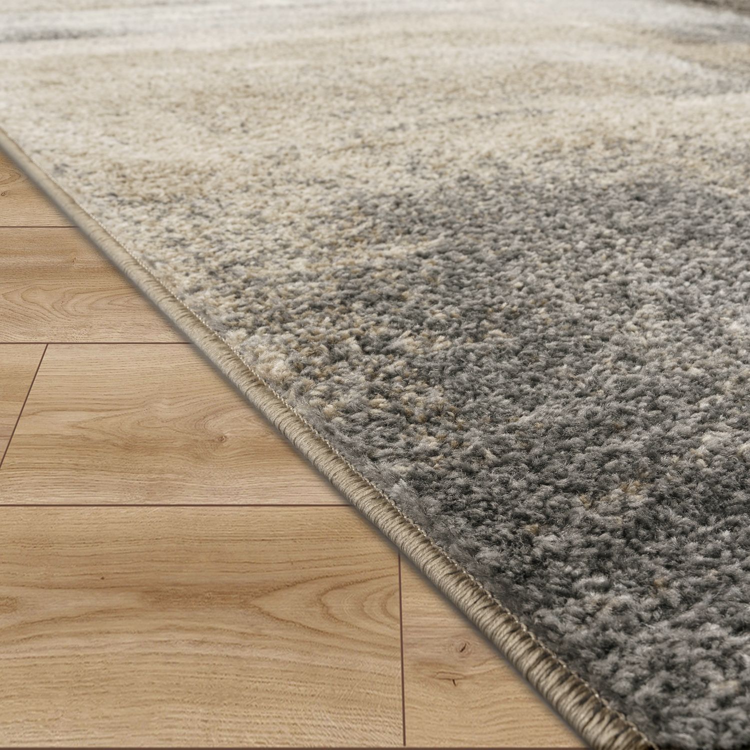 Designer Rug Mona with Modern Art Design in Cream and Black-2