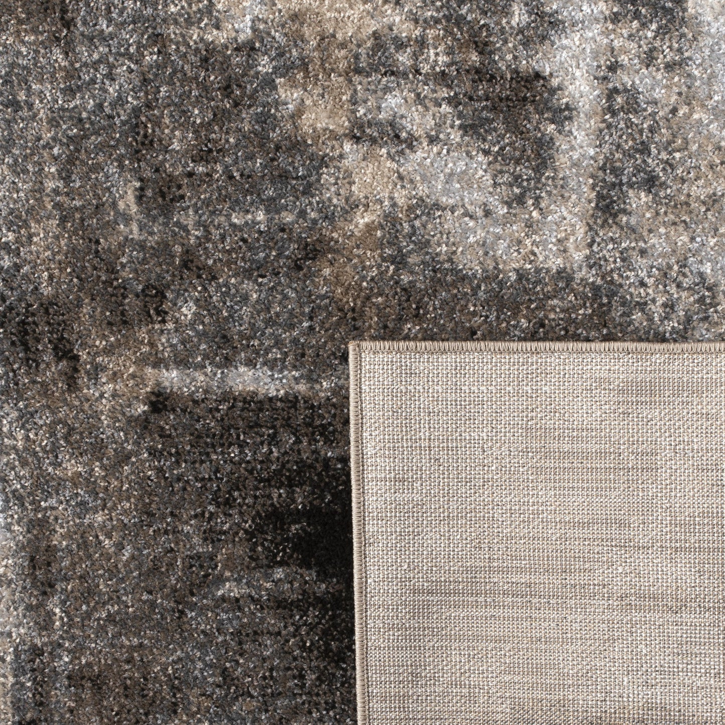 Designer Rug Mona with Modern Art Design in Cream and Black-3