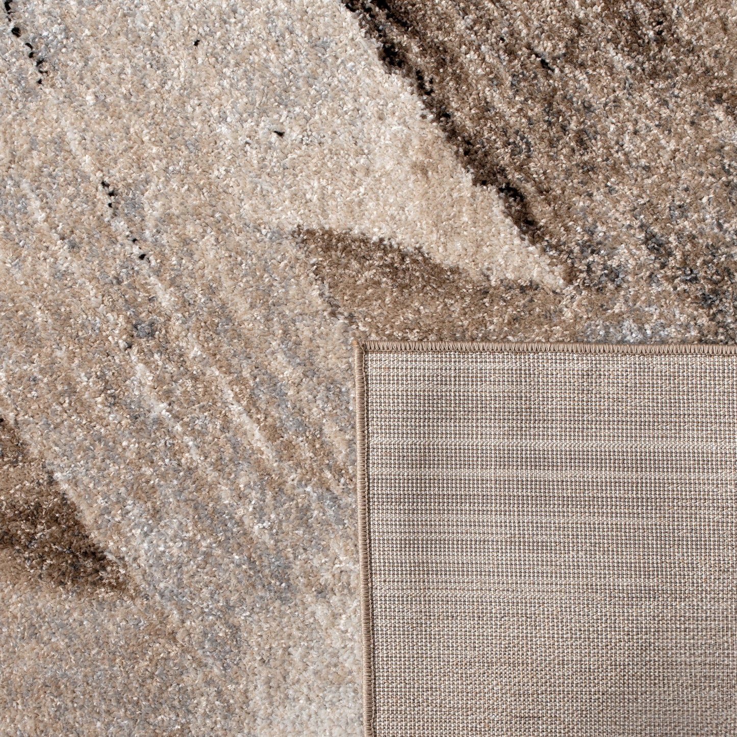 Designer Rug Mona with Artful Brushstroke Effect in Cream Brown Black-2