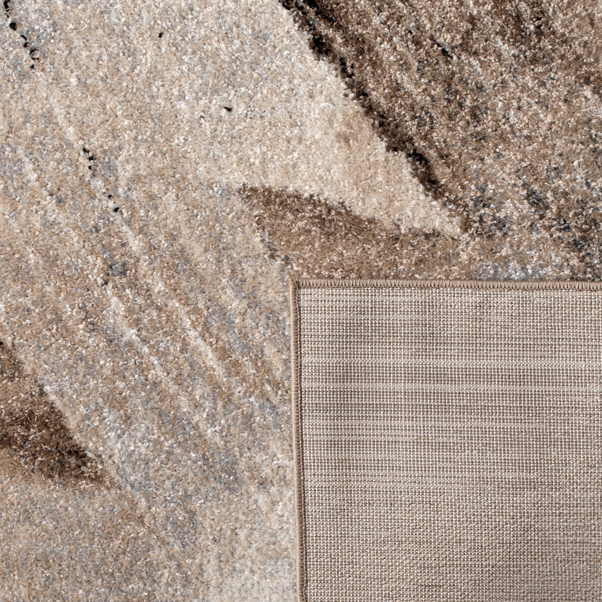 Designer Rug Mona with Artful Brushstroke Effect in Cream Brown Black-2
