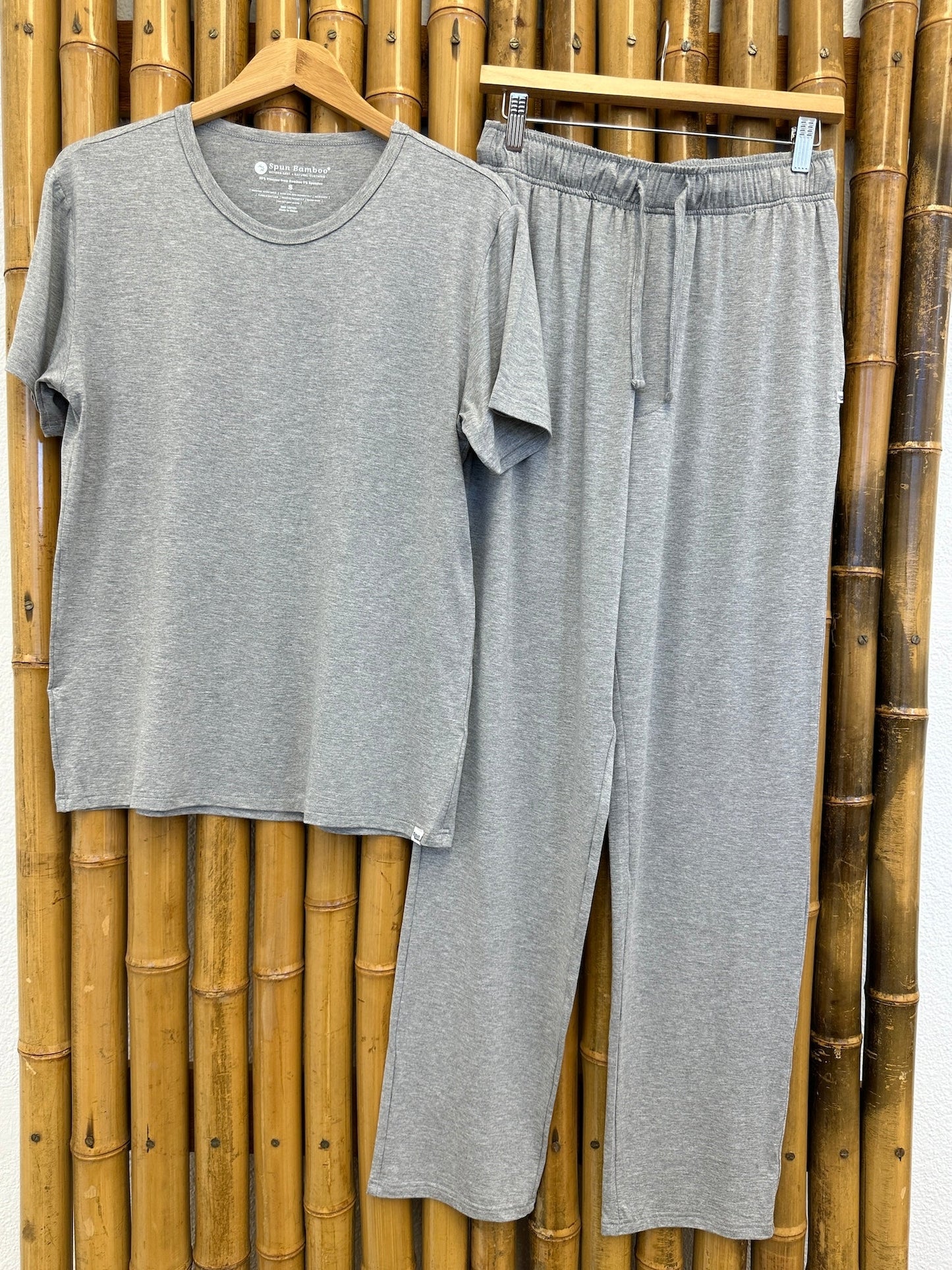 Men's Soft Bamboo Lounge Pajama Set - Short Sleeve Top & Pants
